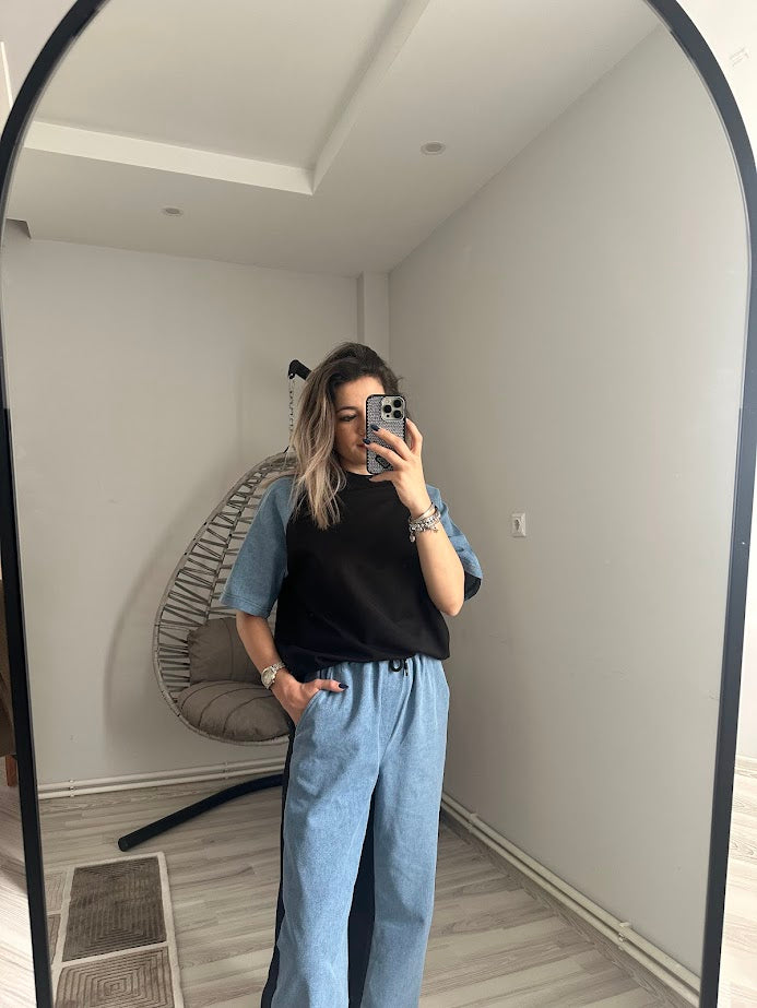 Denim Detaylı Takım