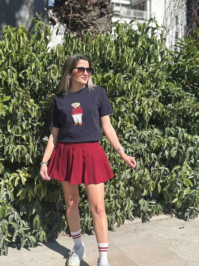 İçi Şortlu Bordo Etek