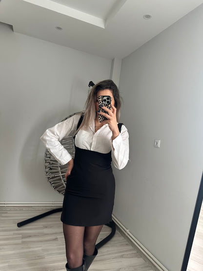 Gögüs Altı Siyah Mini Elbise