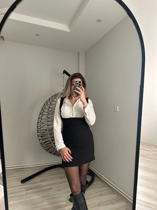 Gögüs Altı Siyah Mini Elbise