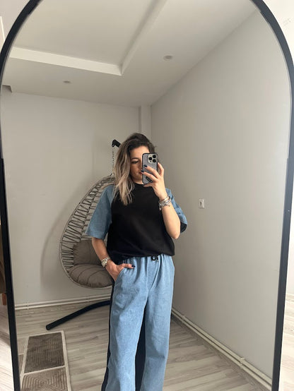Denim Detaylı Takım