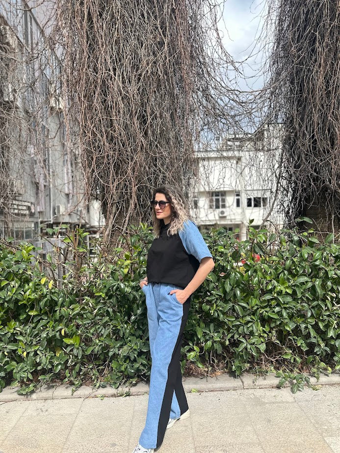 Denim Detaylı Takım