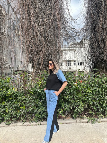 Denim Detaylı Takım